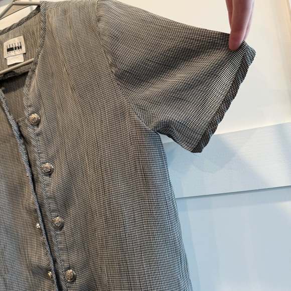 Leslie Fay Black and White Checkered Blouse - Picture 3 of 7